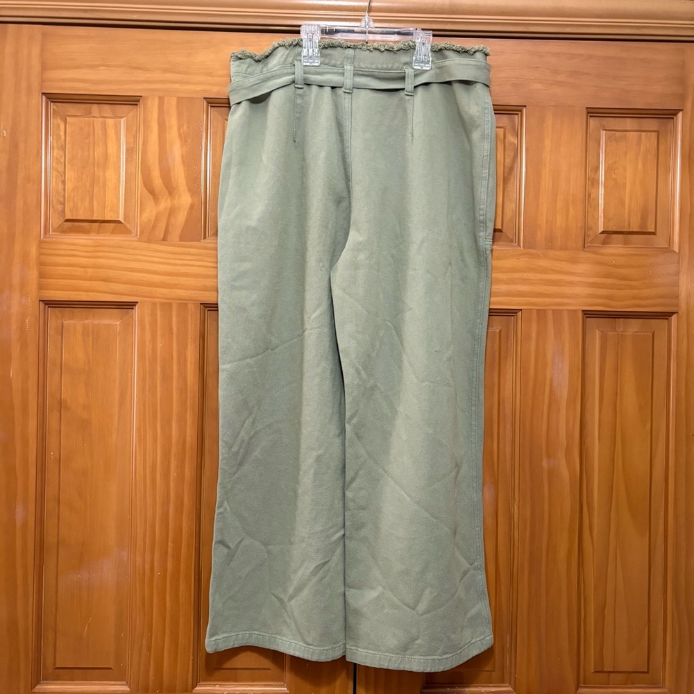 Azure High-Rise Olive Wide-Leg Utility Pants with Tie Waist Size Large NWT - Picture 3 of 11